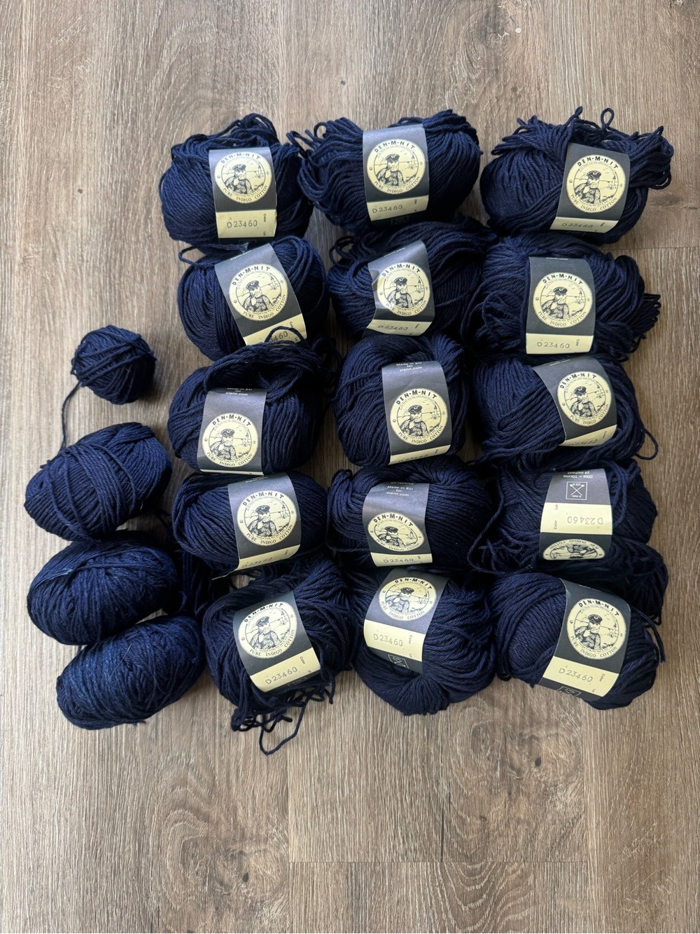 Elann Worsted Den-M-Nit Pure Indigo Cotton Yarn 18 Skeins Dark Denim